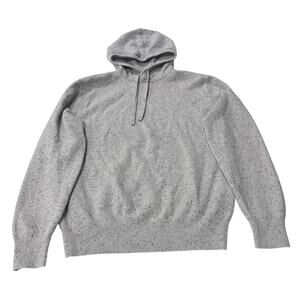 J.CREW Womens Medium 100% Cashmere Hoodie Sweater Speckled Grey Knit Pullover M